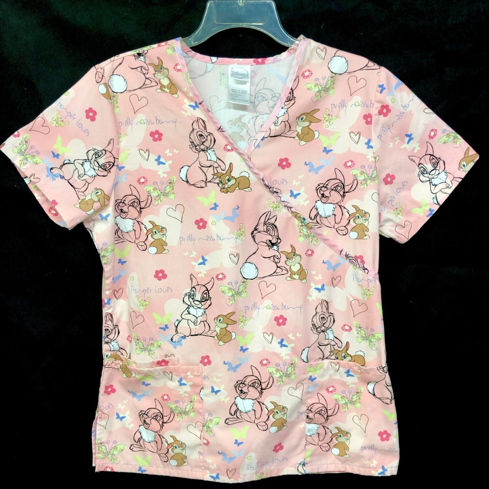 DISNEY Thumper Bunny Rabbit Scrub Top Shirt Kimono